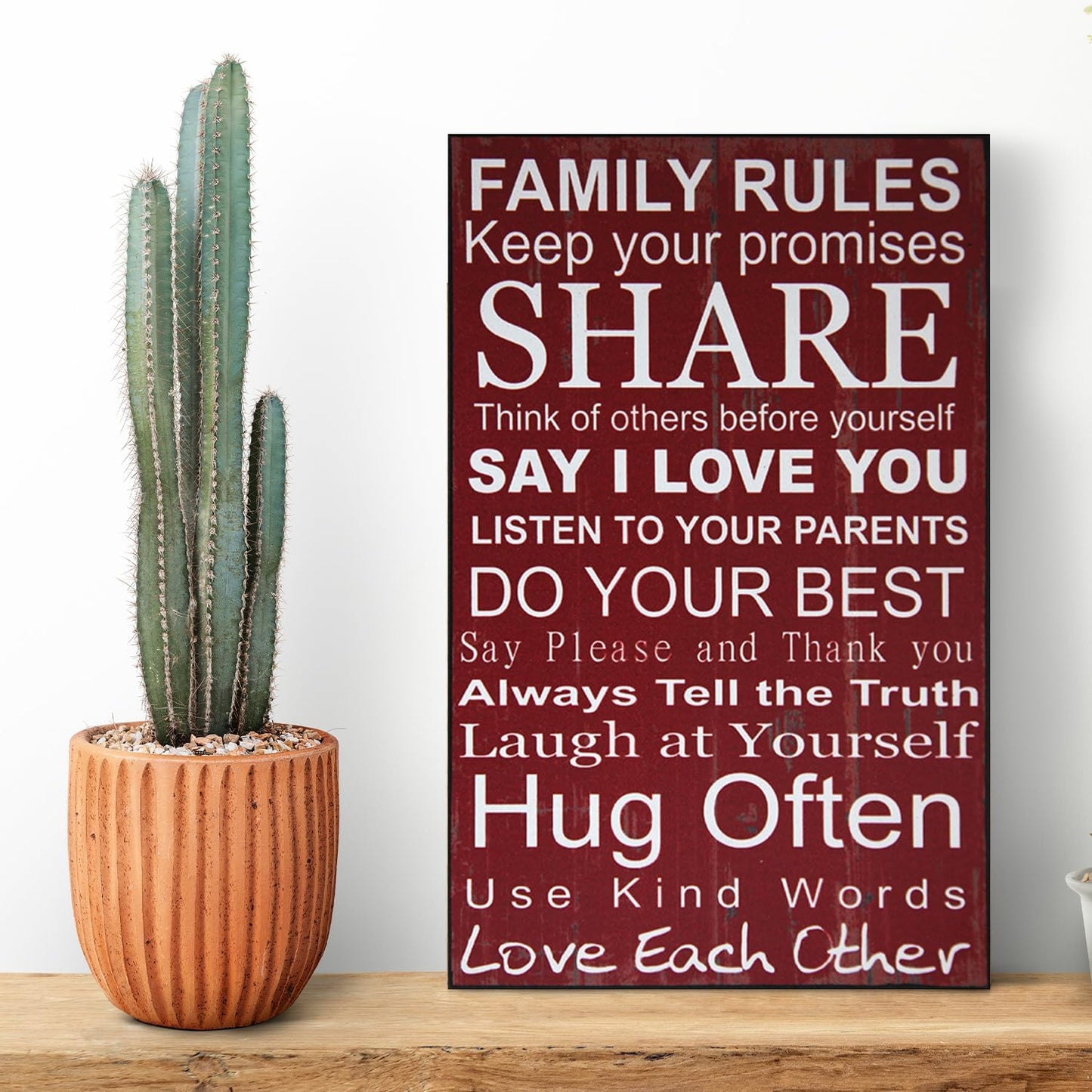 - Family Rules Wall Plaque (6.3" X 10" X 0.7") CHWP-29