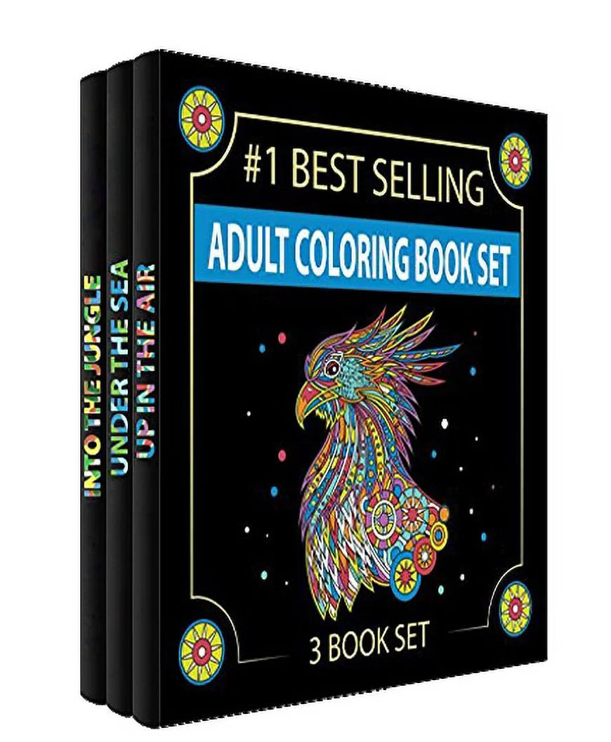 Adult Coloring Book Collection: Three Distinct Volumes Featuring Designs Inspired by Sky, Land, and Sea for Relaxation and Mindfulness