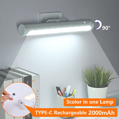 Magnetic LED Desk Lamp with Stepless Dimming and USB Rechargeable Night Light for Cabinets and Closets