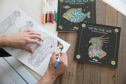 Adult Coloring Book Collection: Three Distinct Volumes Featuring Designs Inspired by Sky, Land, and Sea for Relaxation and Mindfulness