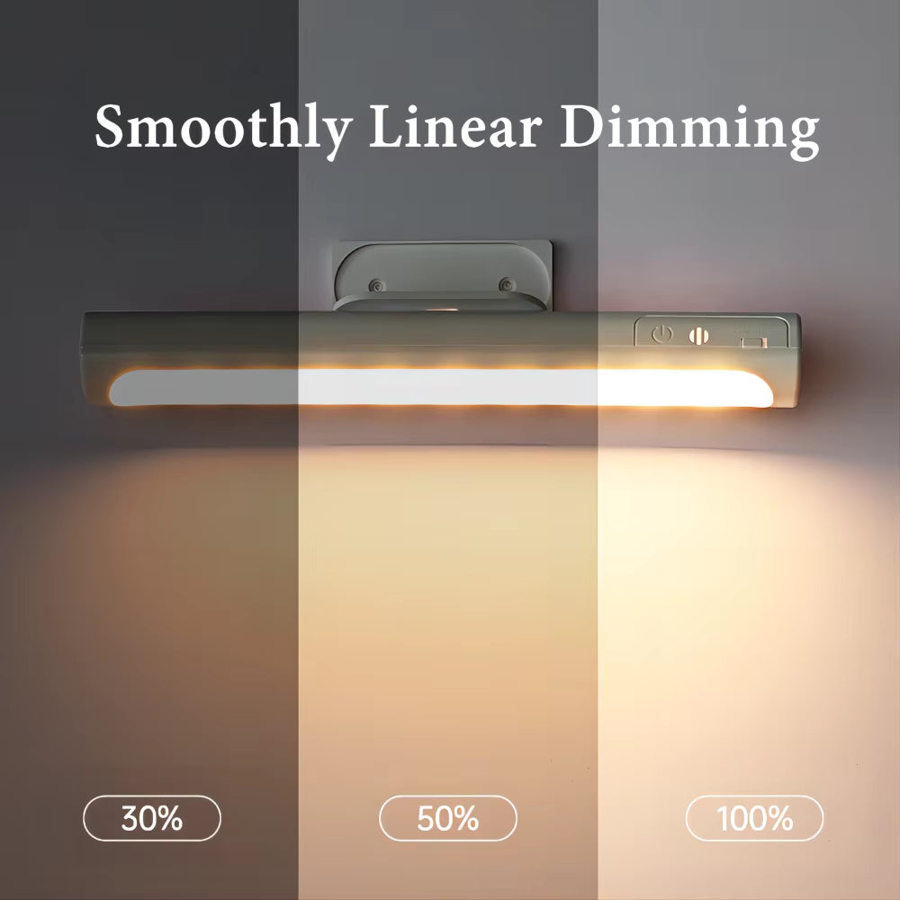 Magnetic LED Desk Lamp with Stepless Dimming and USB Rechargeable Night Light for Cabinets and Closets